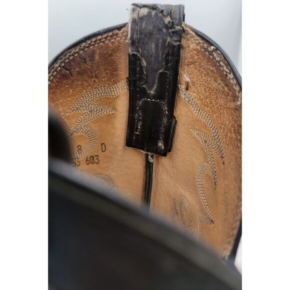 Vintage Nocona Boots Black Leather Western Cowboy Boots Mens 8D - Picture 15 of 16